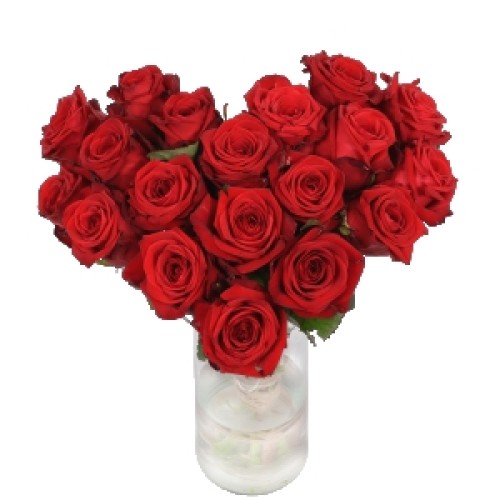 Heart bouquet small red roses (Heart bouquet with approx. 20 red roses)